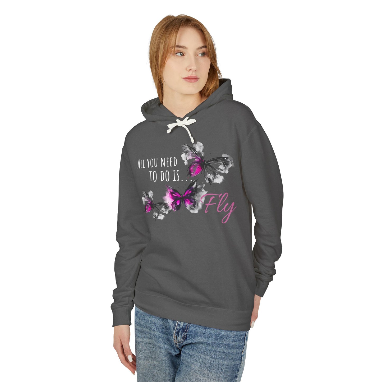 Fly Desing, Unisex Lightweight Hooded Sweatshirt, 100% ring-spun US cotton