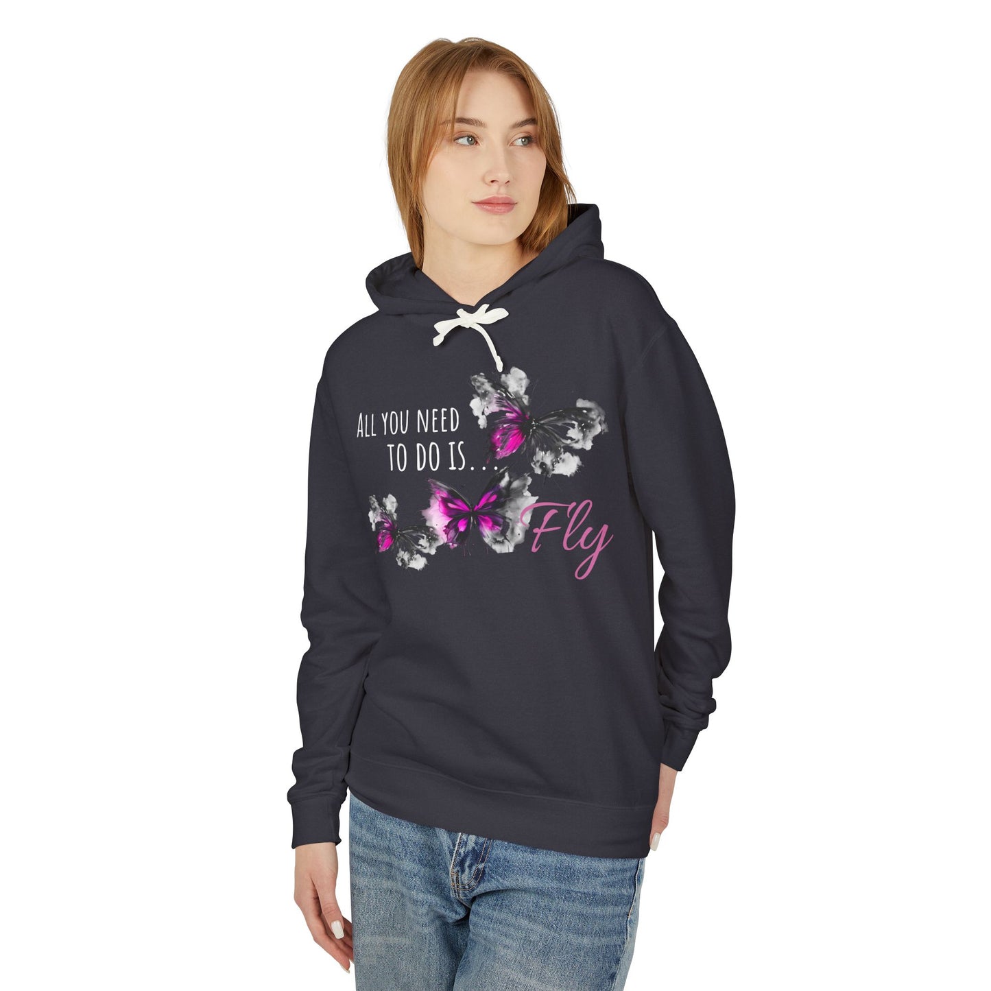 Fly Desing, Unisex Lightweight Hooded Sweatshirt, 100% ring-spun US cotton