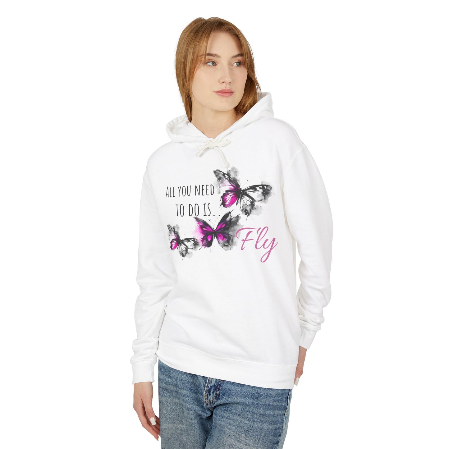 Fly Desing, Unisex Lightweight Hooded Sweatshirt, 100% ring-spun US cotton