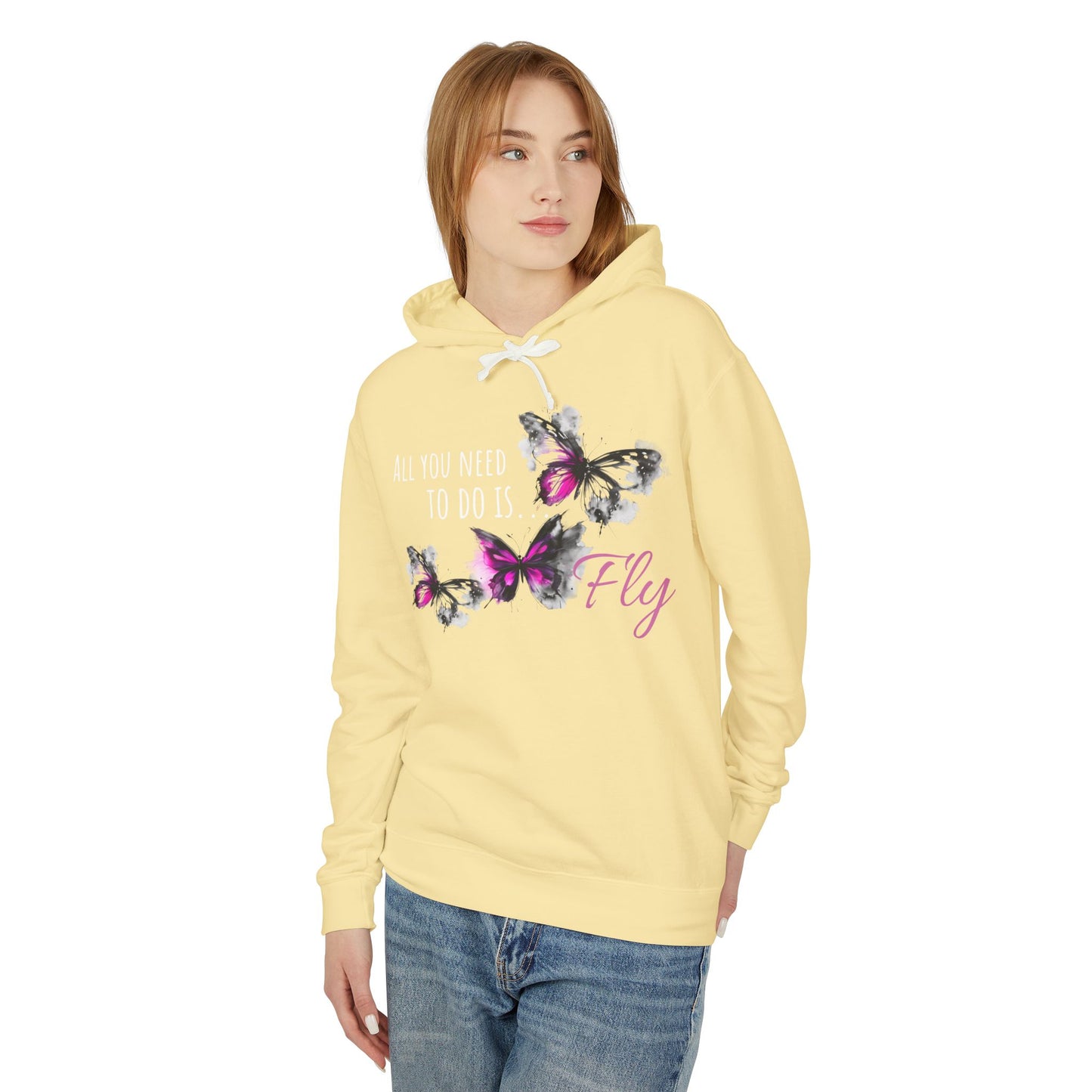 Fly Desing, Unisex Lightweight Hooded Sweatshirt, 100% ring-spun US cotton