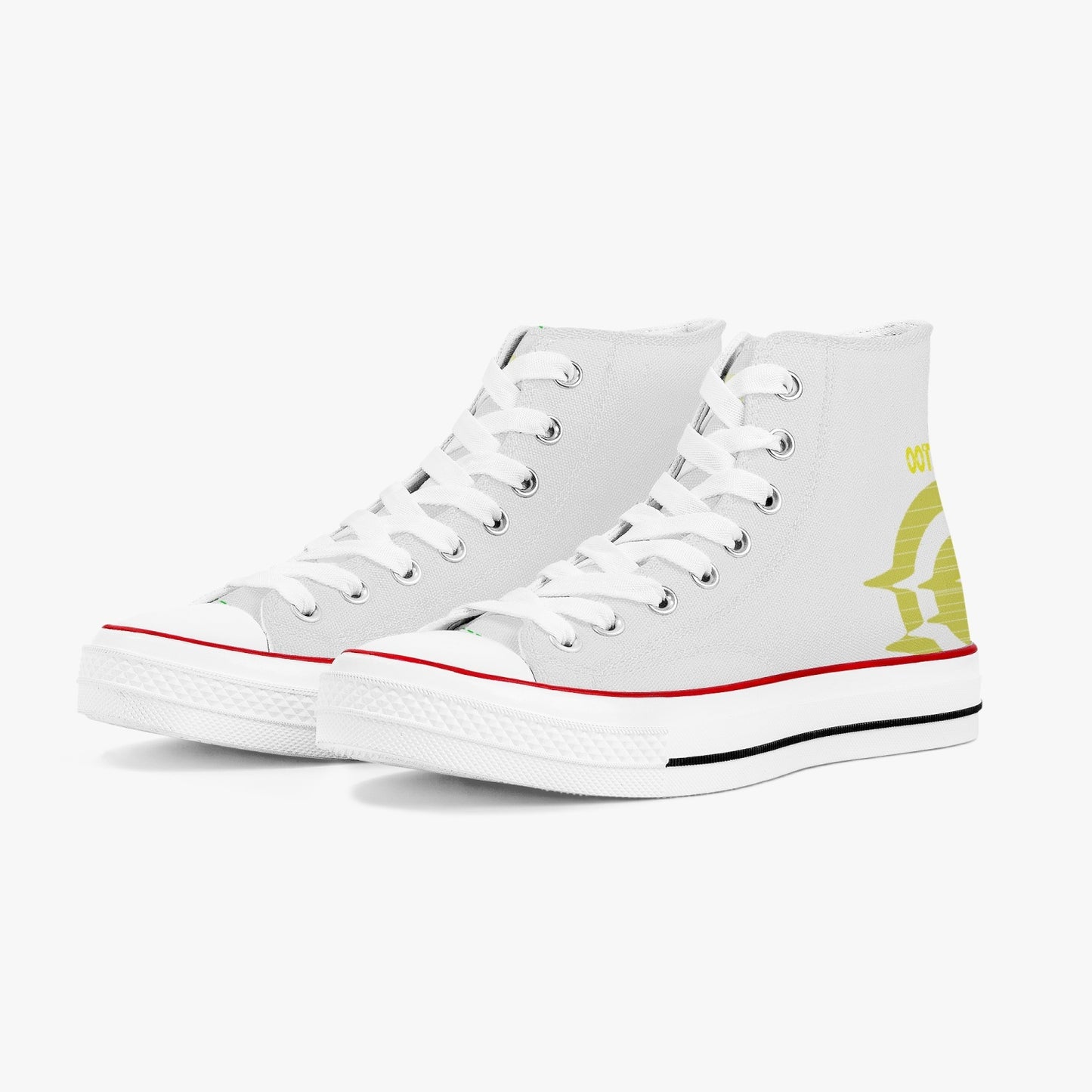 High-Top Canvas Shoes - White/ Yellow logo