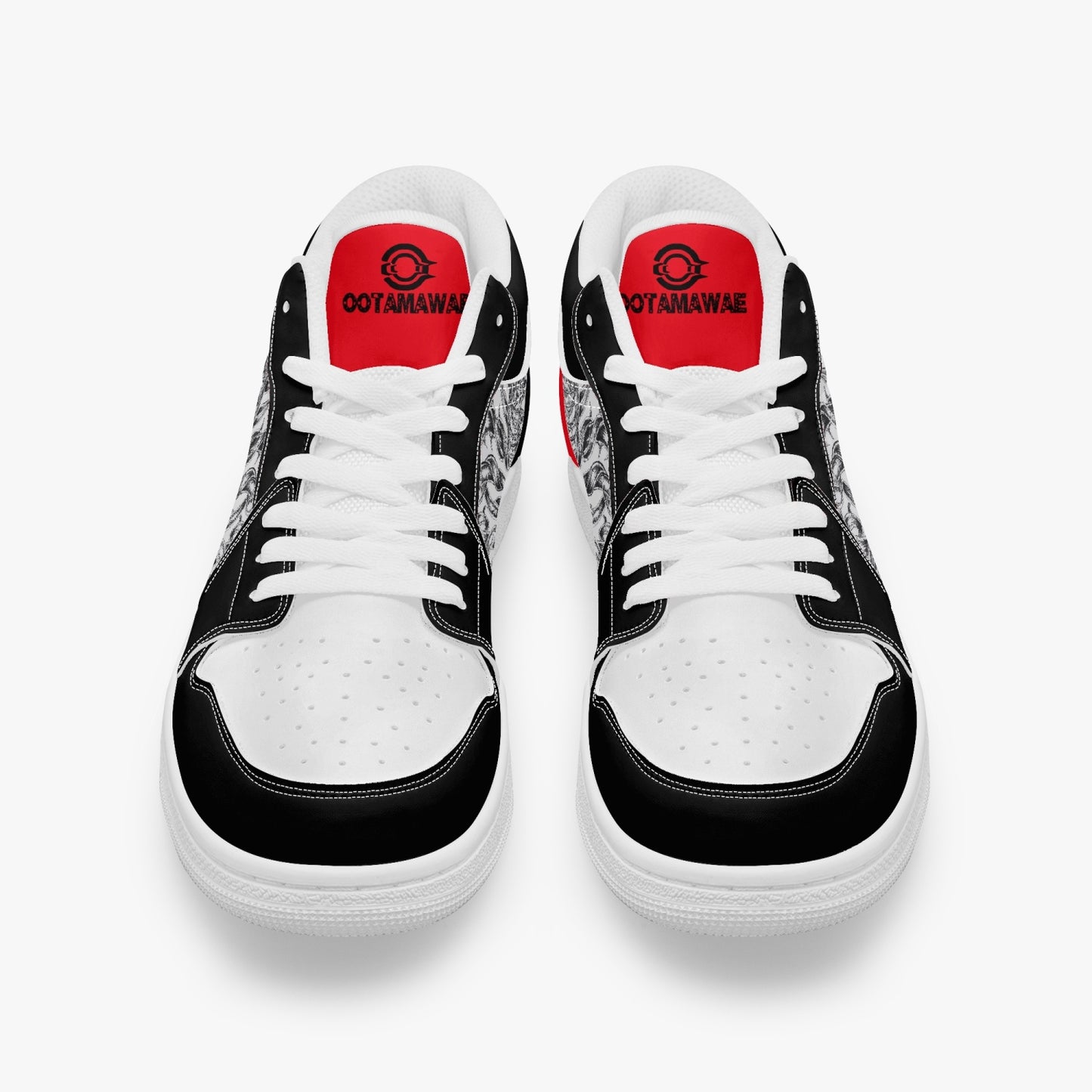 Low-Top AJ1 Leather Sneakers Black Snake