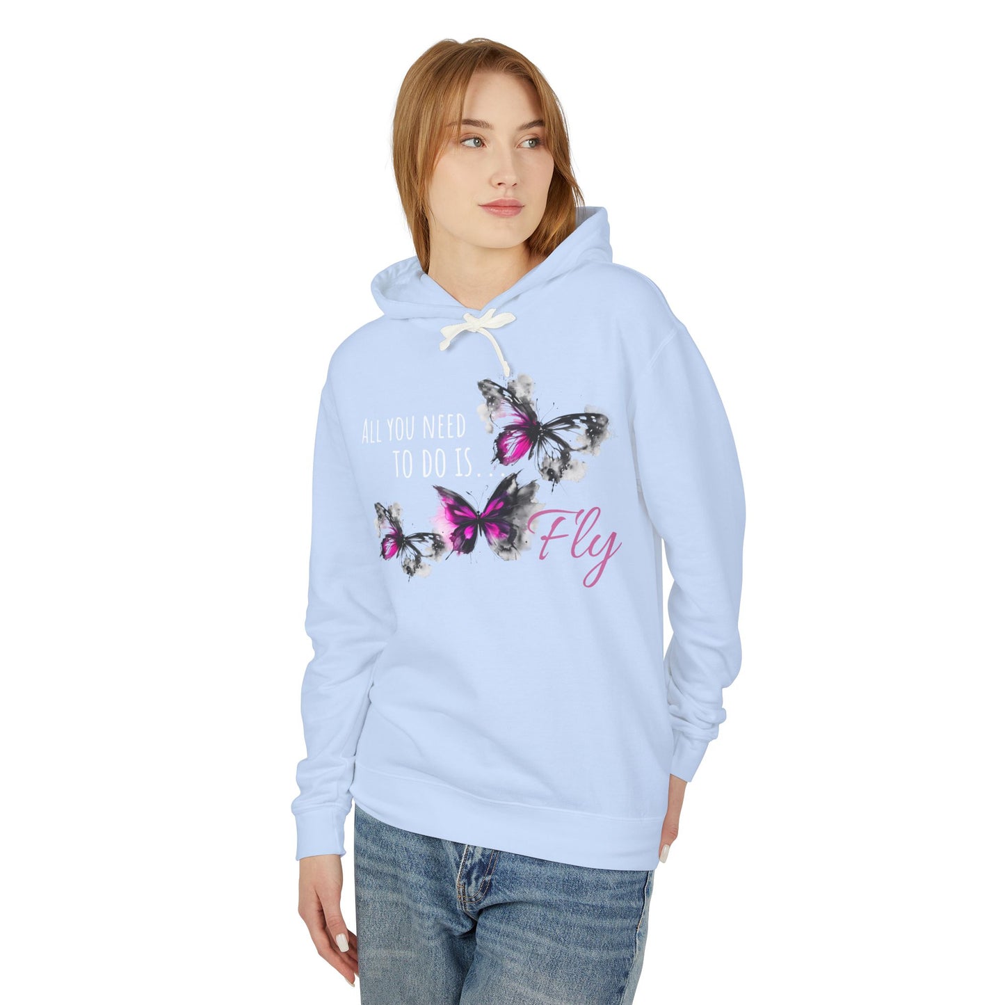 Fly Desing, Unisex Lightweight Hooded Sweatshirt, 100% ring-spun US cotton
