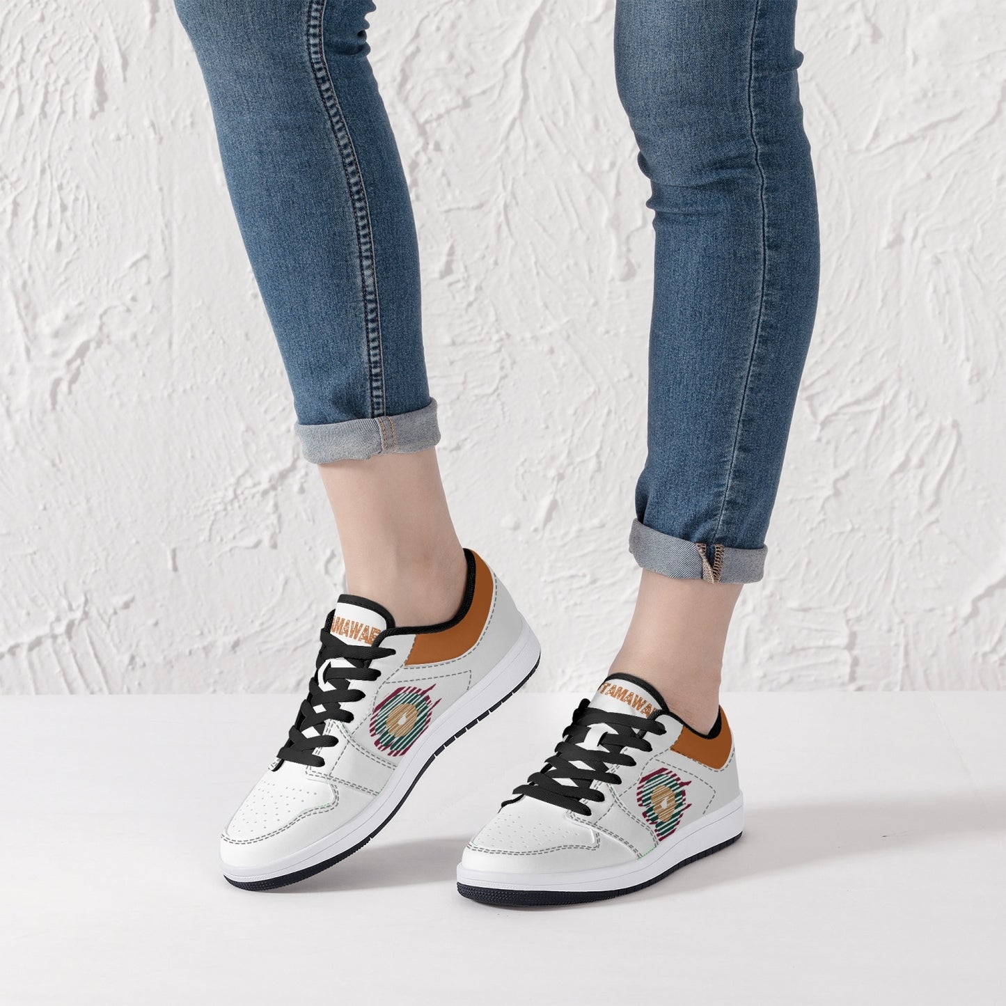 Low-Top Leather Sneakers - White/Colors