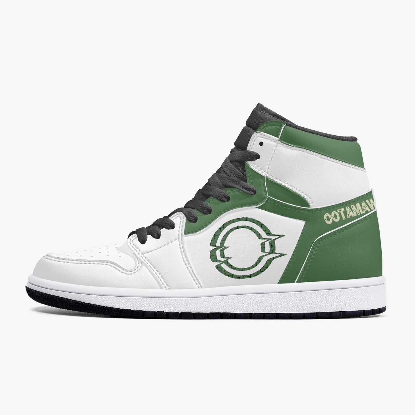 High-Top Leather Sneakers White&Green