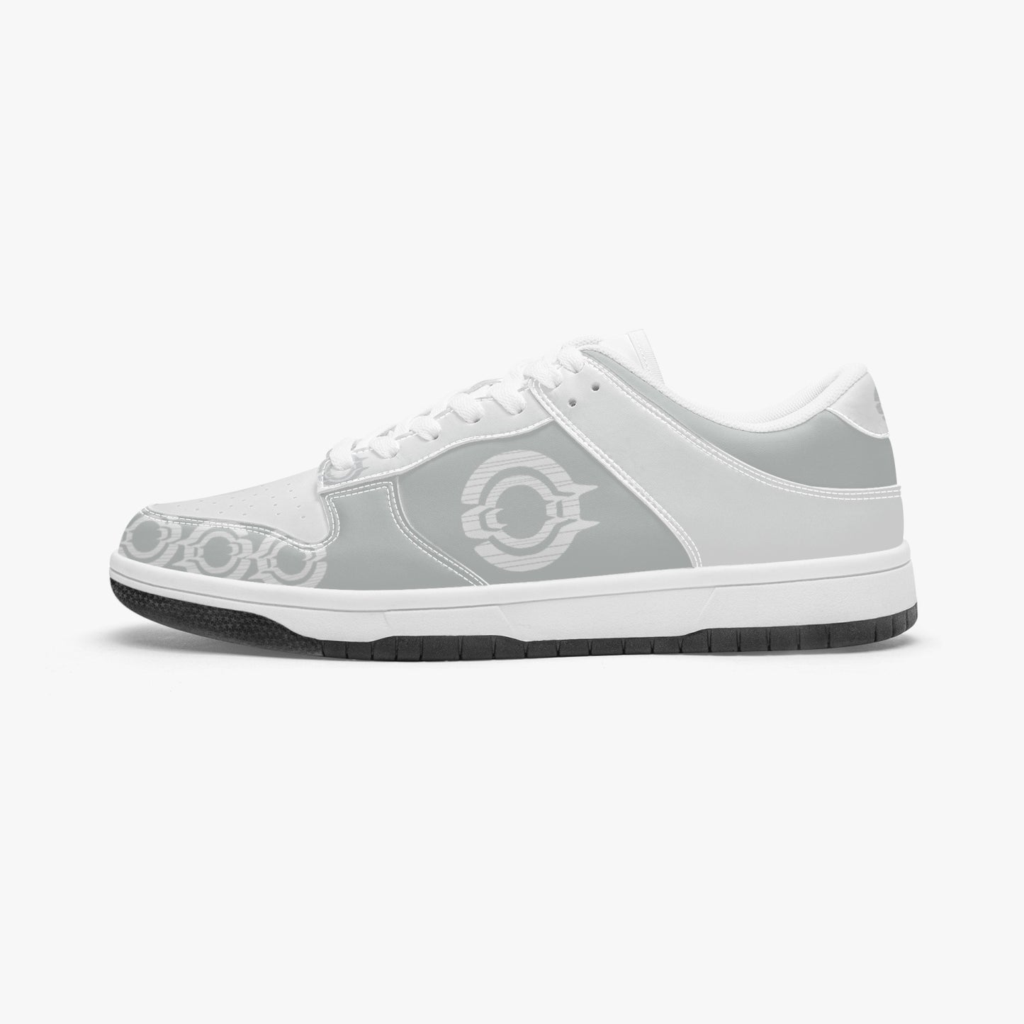 Dunk Stylish Low-Top Leather Sneakers Grey-white logo