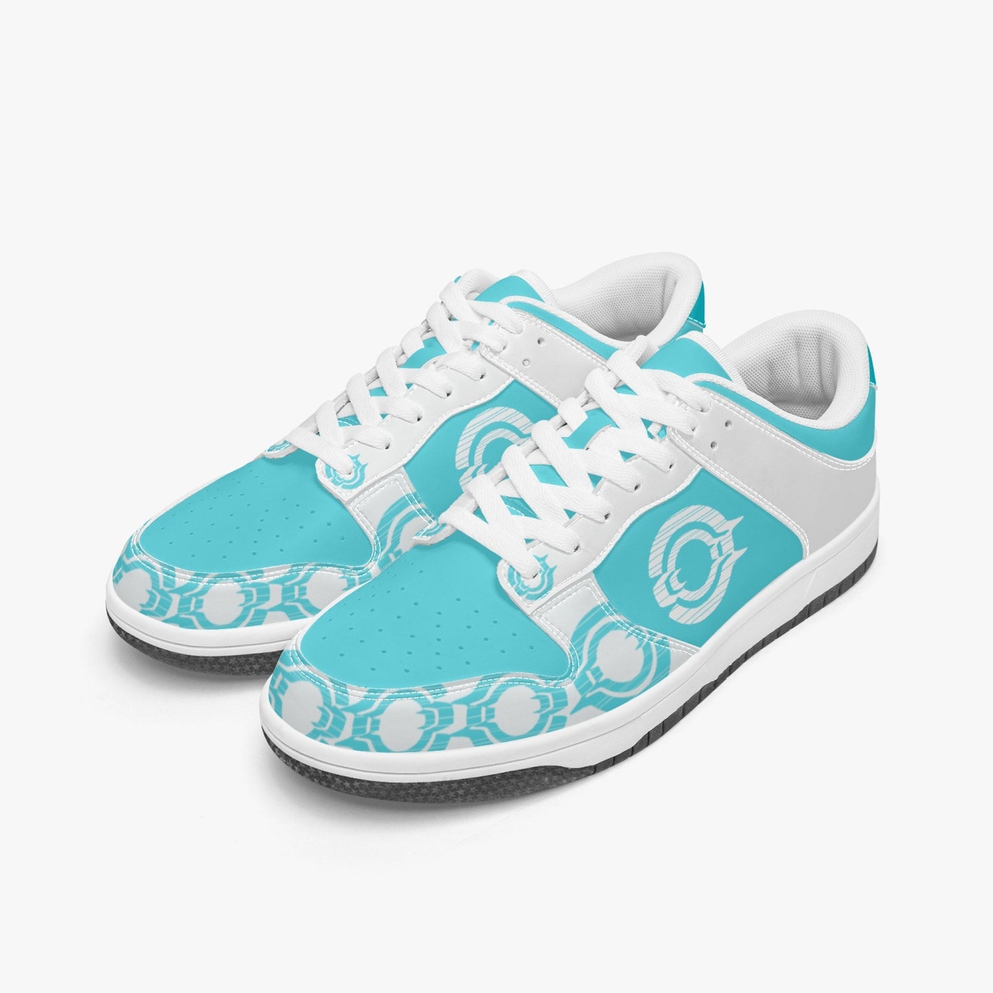 Dunk Stylish Low-Top Leather Sneakers Blue-White logo