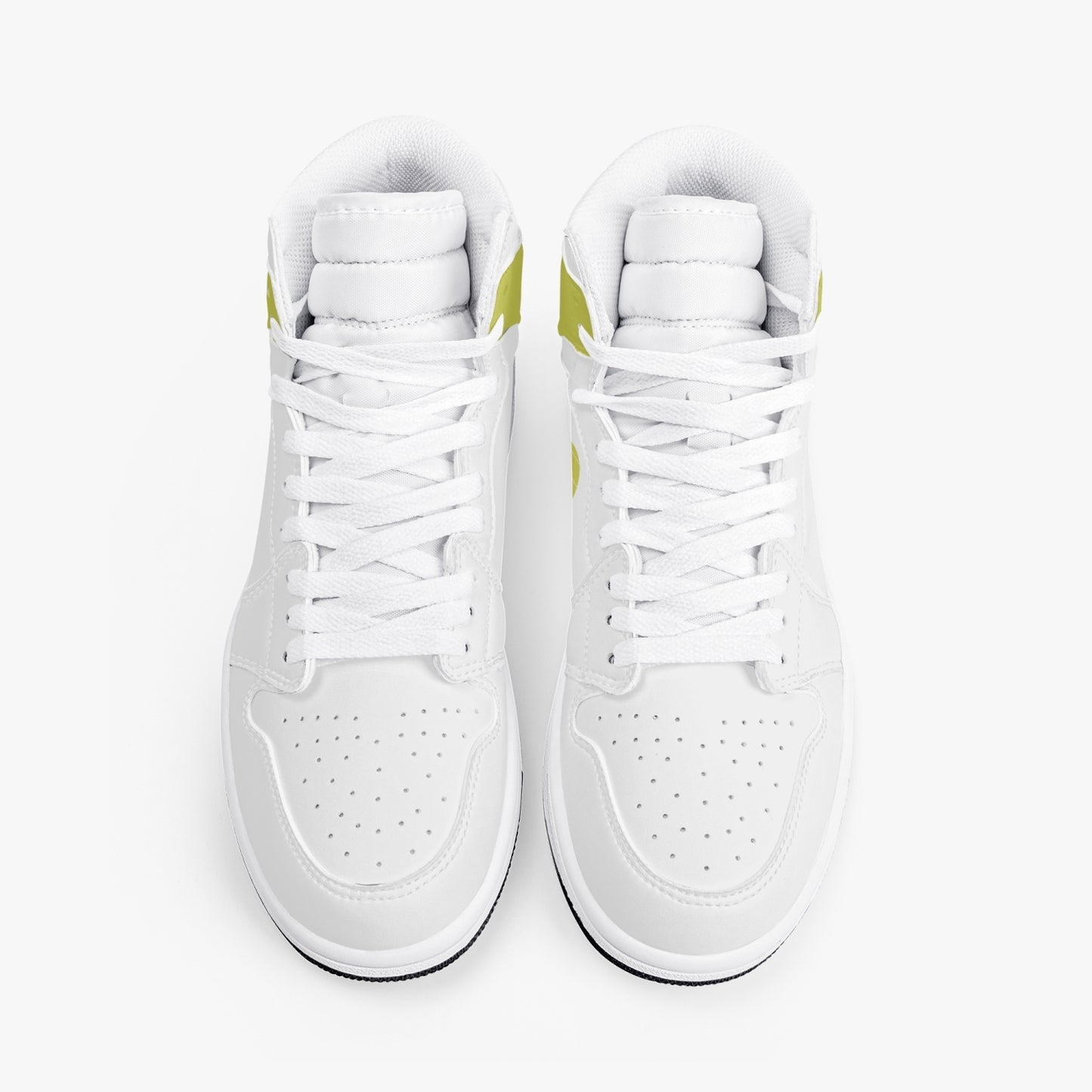 High-Top Leather Sneakers White Yellow