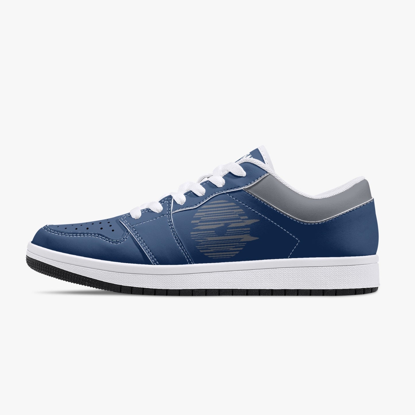 Low-Top Leather Sneakers - Blue Navy/Grey