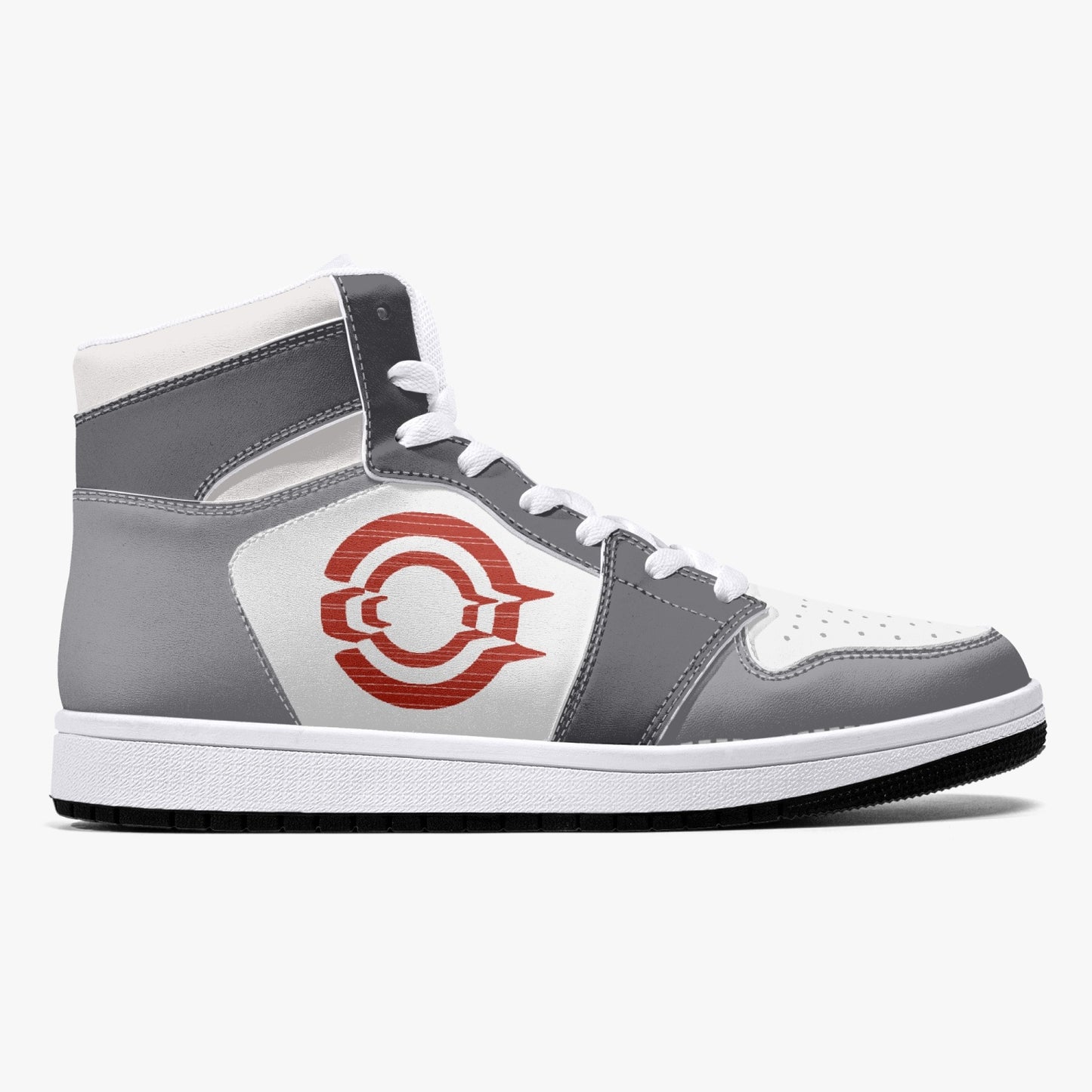 High-Top Leather Sneakers - White / Grey