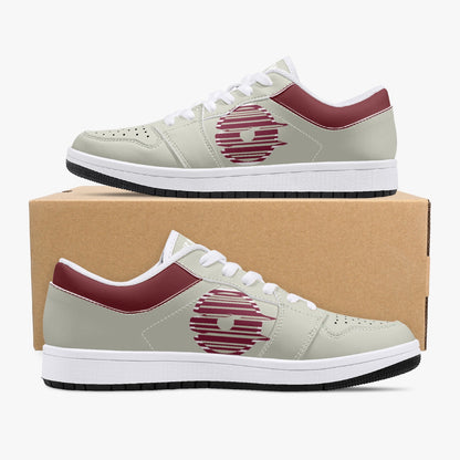 Low-Top Leather Sneakers - Beige/Tinto