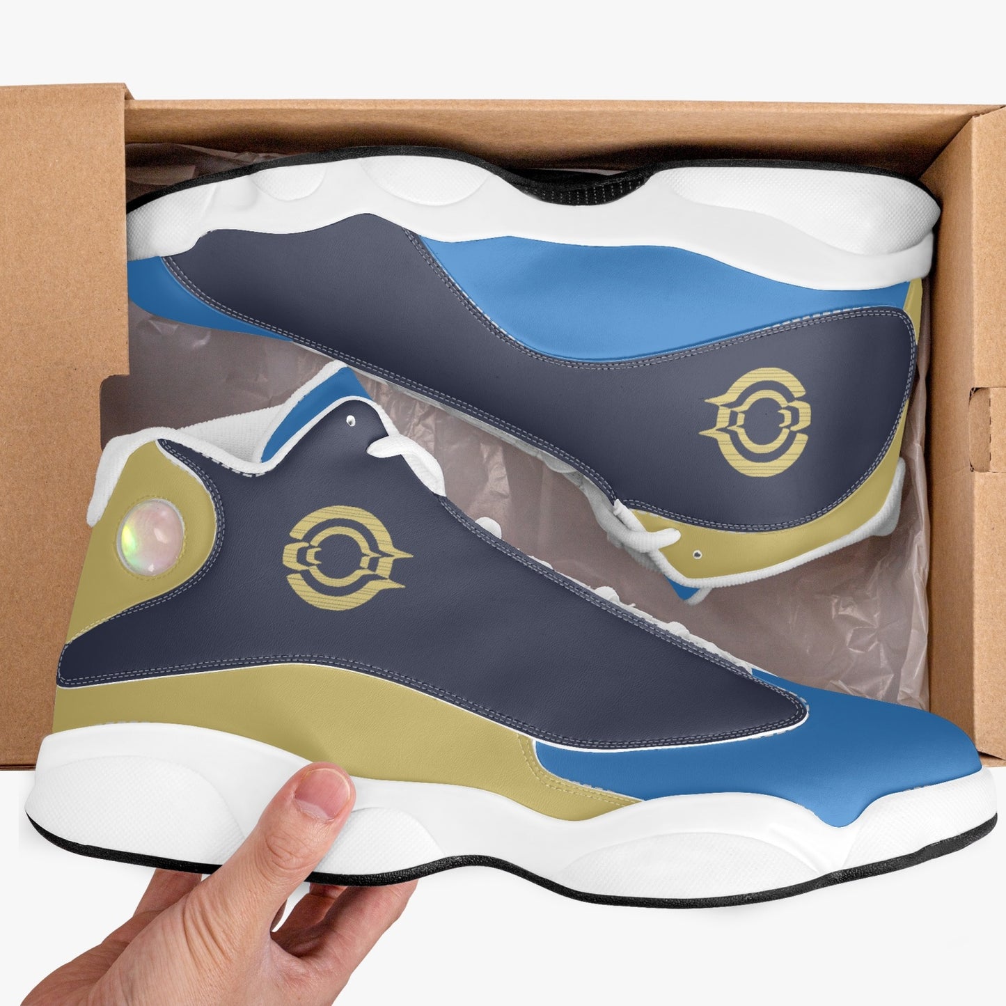 Basketball Sneakers - Grey/Gold/Blue