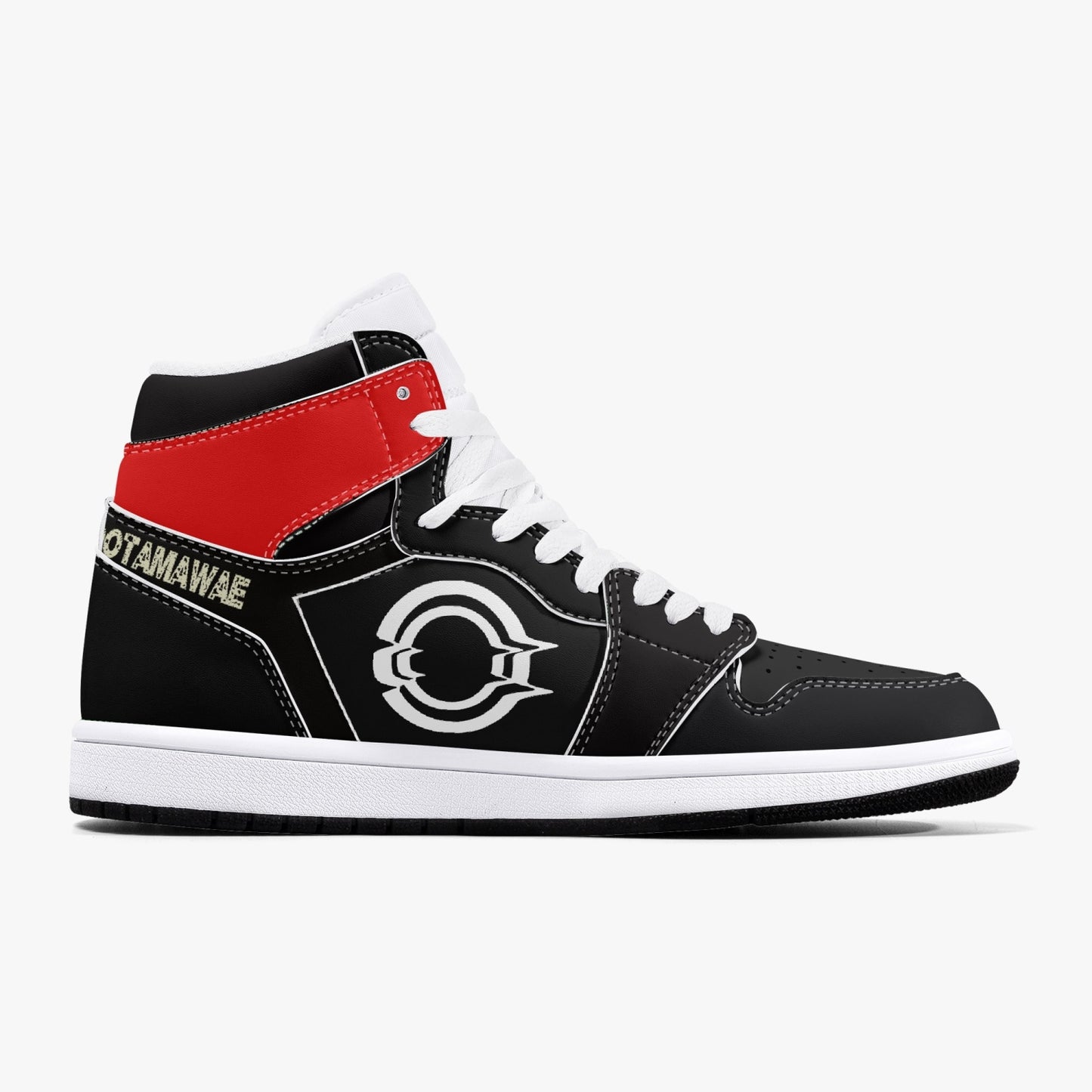 High-Top Leather Sneakers Black-Red