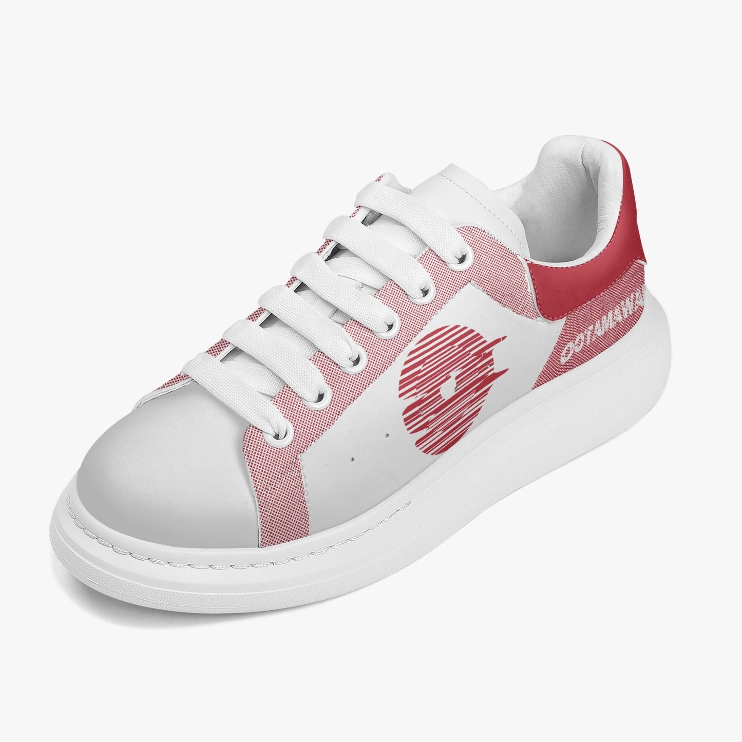 Lifestyle Low-Top Leather Sneakers - White/Red