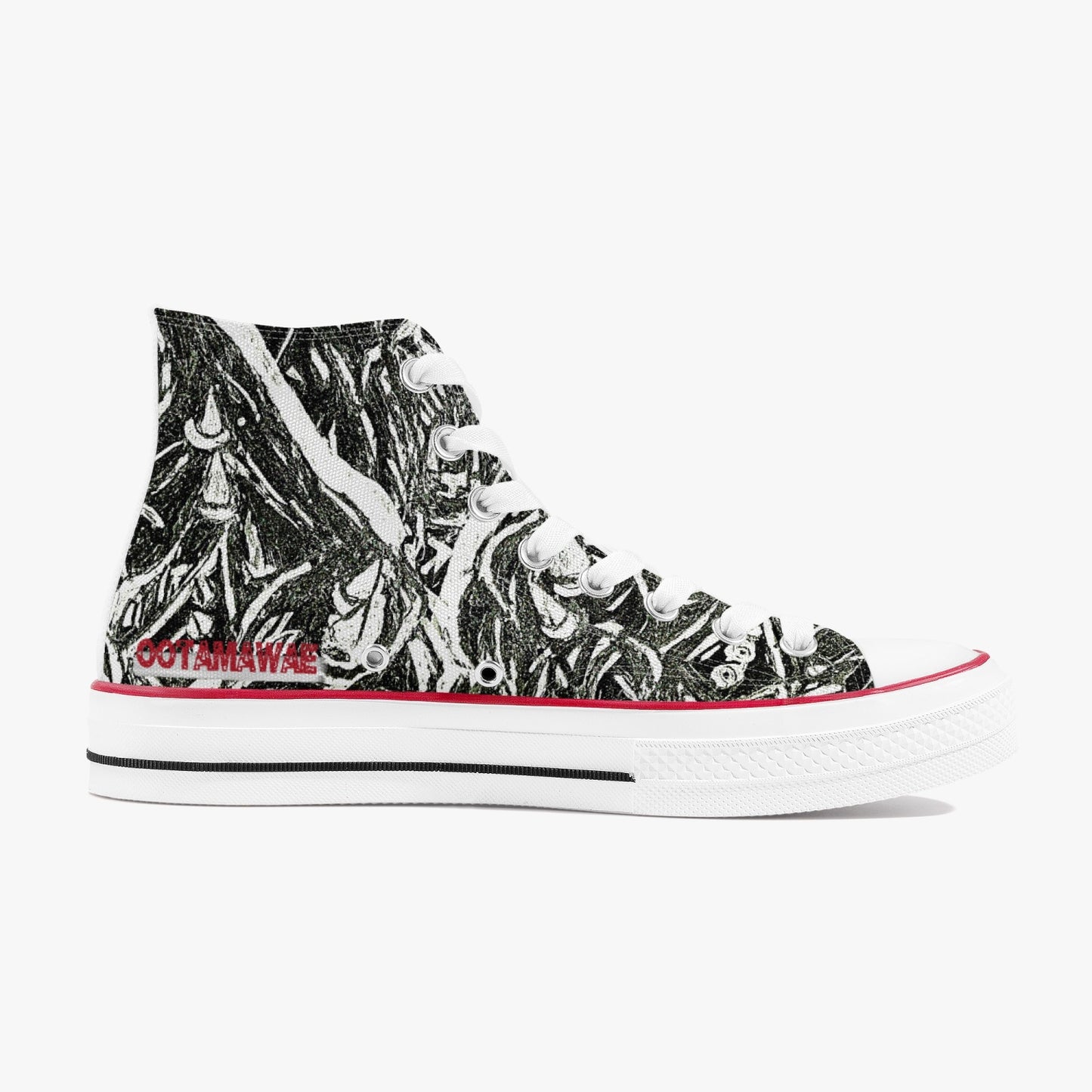 High-Top Canvas Shoes - Black drawing