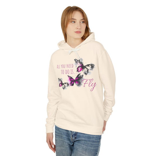 Fly Desing, Unisex Lightweight Hooded Sweatshirt, 100% ring-spun US cotton