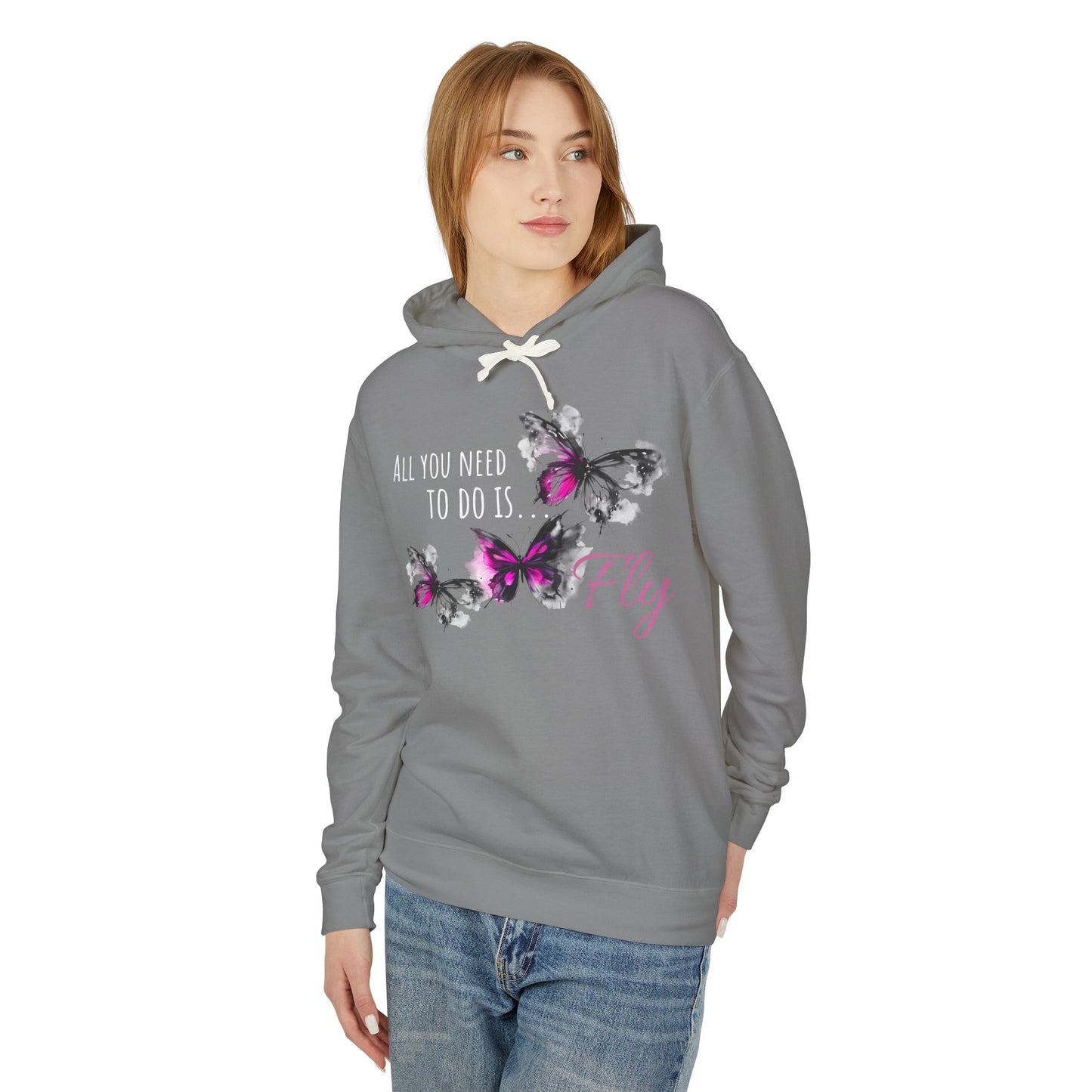 Fly Desing, Unisex Lightweight Hooded Sweatshirt, 100% ring-spun US cotton