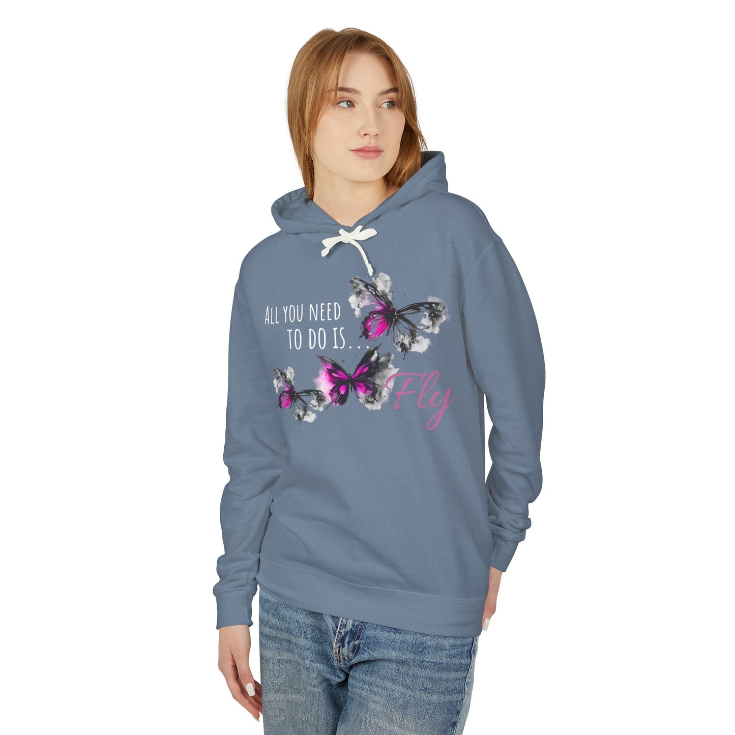 Fly Desing, Unisex Lightweight Hooded Sweatshirt, 100% ring-spun US cotton