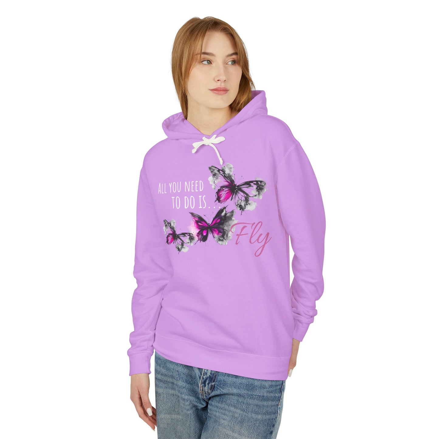 Fly Desing, Unisex Lightweight Hooded Sweatshirt, 100% ring-spun US cotton