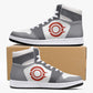 High-Top Leather Sneakers - White / Grey