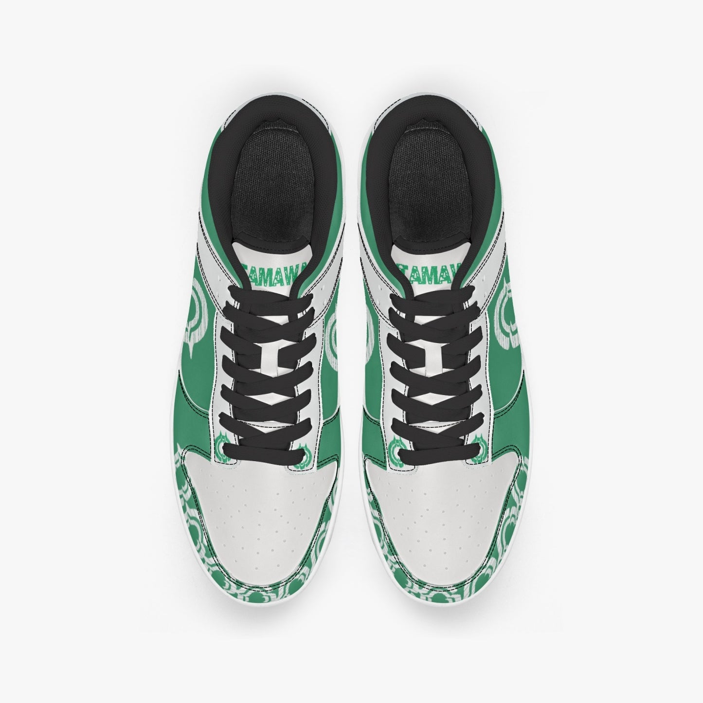 Dunk Stylish Low-Top Leather Sneakers Green-White logo