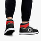 High-Top Leather Sneakers Black-Red