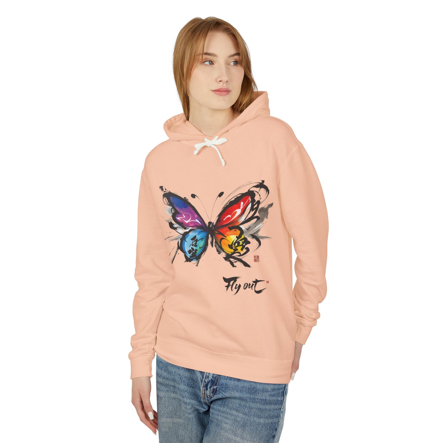 Unisex Lightweight Hooded Sweatshirt graffiti butterfly Fly out