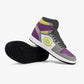 High-Top Leather Sneakers Grrey-Yellow-Purple