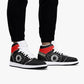 High-Top Leather Sneakers Black-Red