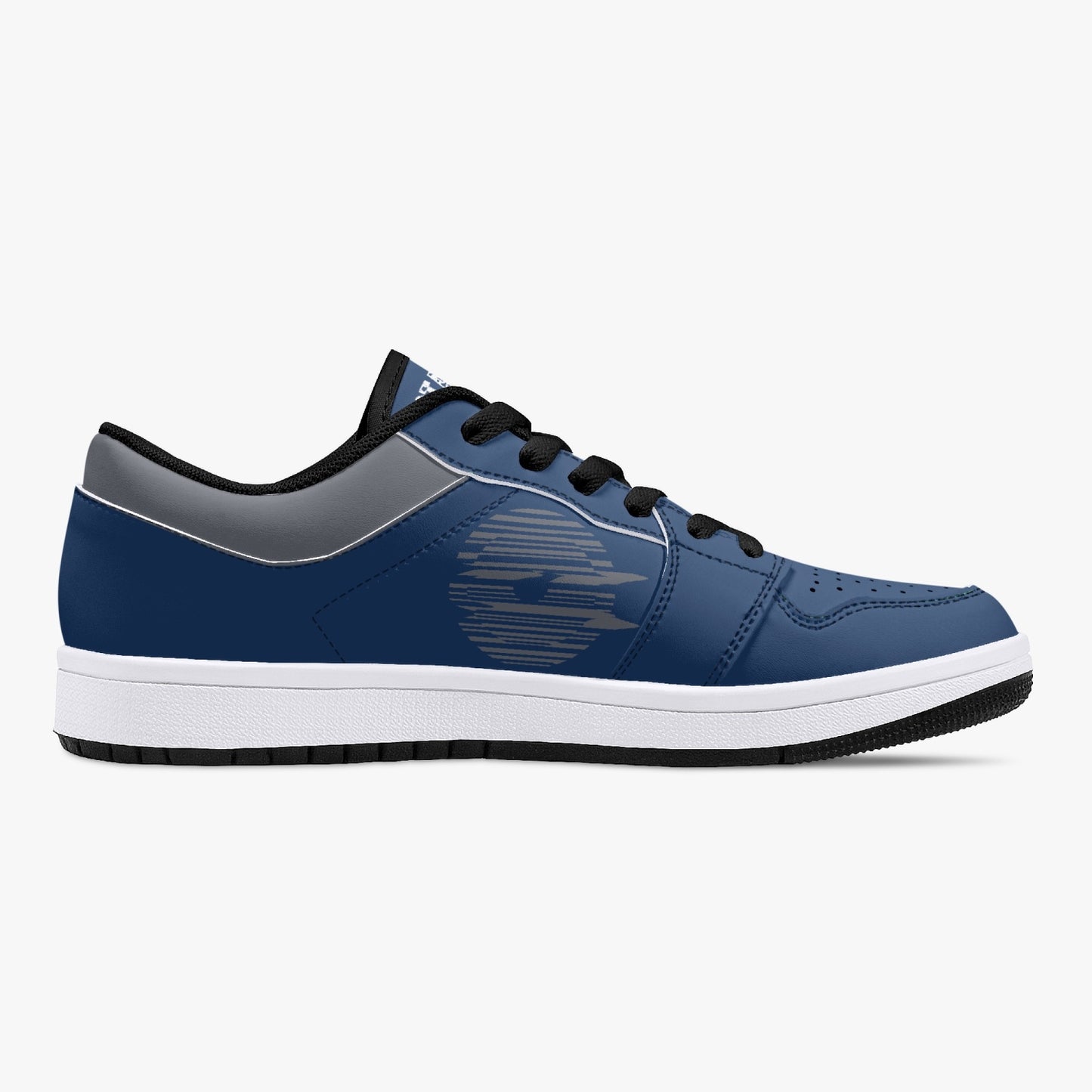 Low-Top Leather Sneakers - Blue Navy/Grey