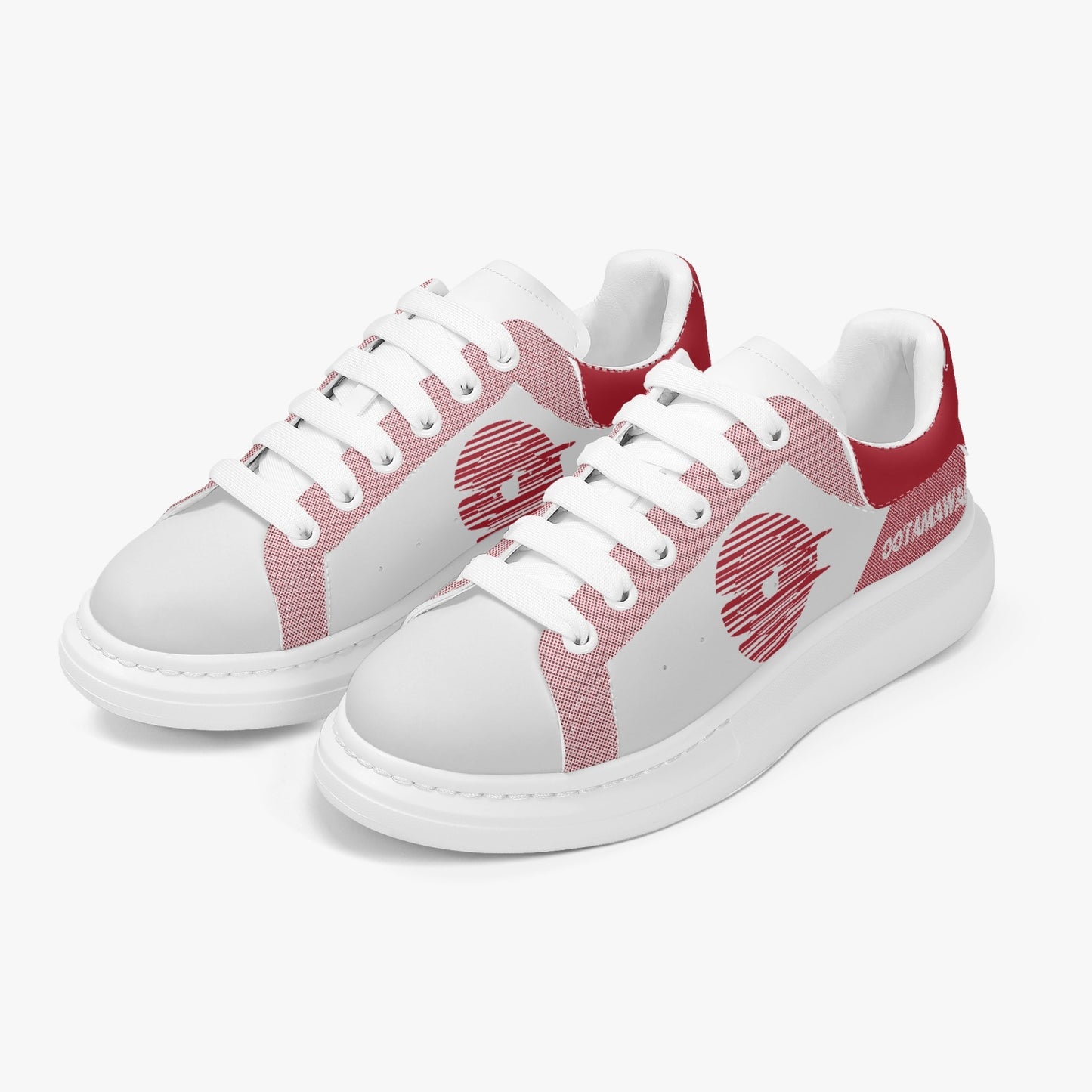 Lifestyle Low-Top Leather Sneakers - White/Red