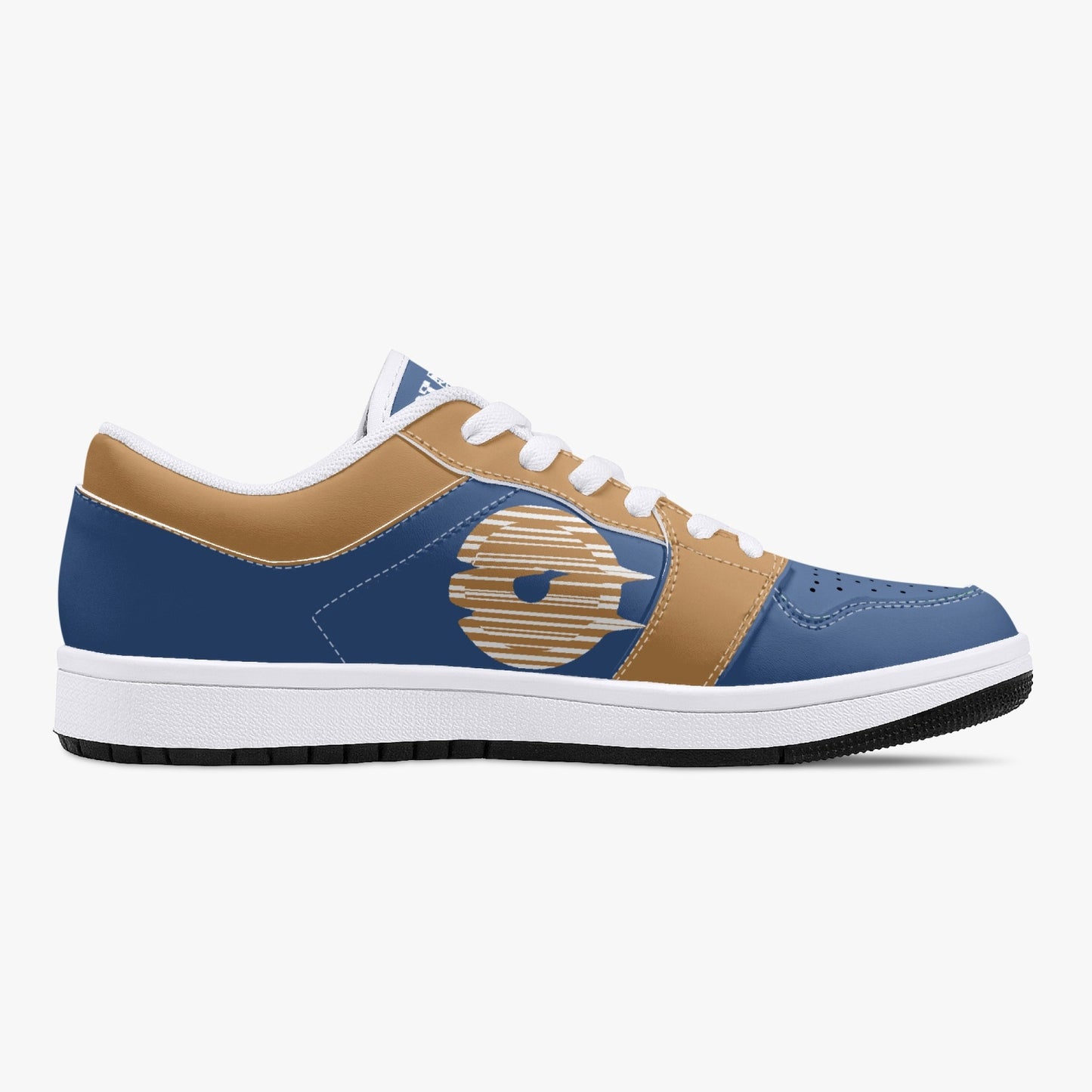 Low-Top Leather Sneakers - Blue/Orange