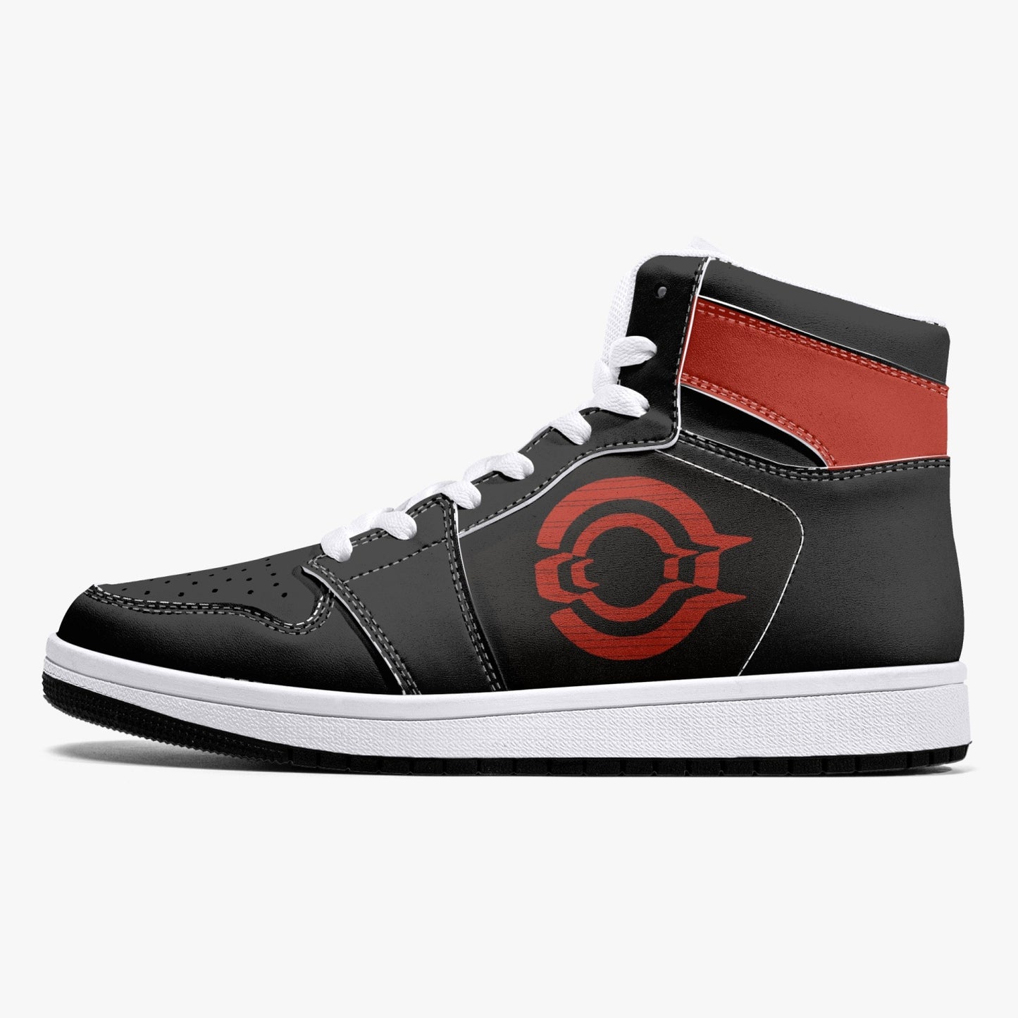 High-Top Leather Sneakers - Black /Red Logo