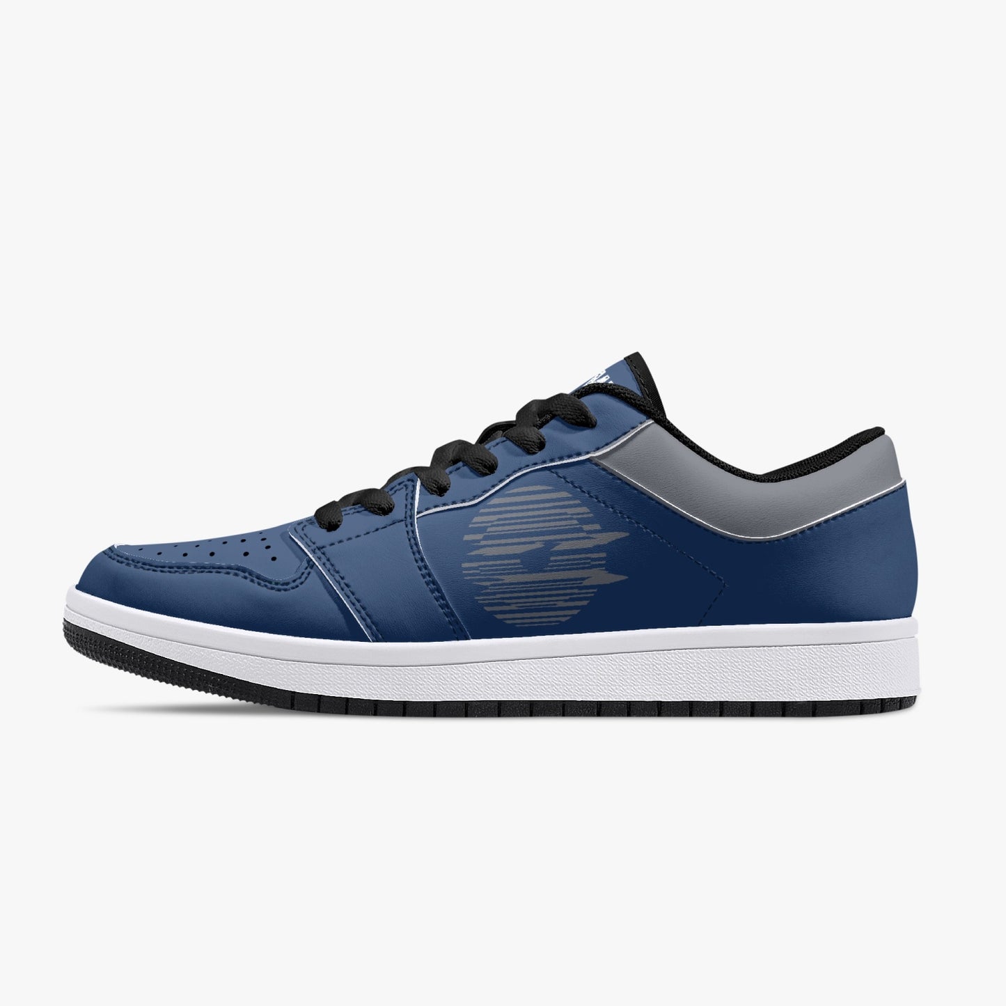 Low-Top Leather Sneakers - Blue Navy/Grey