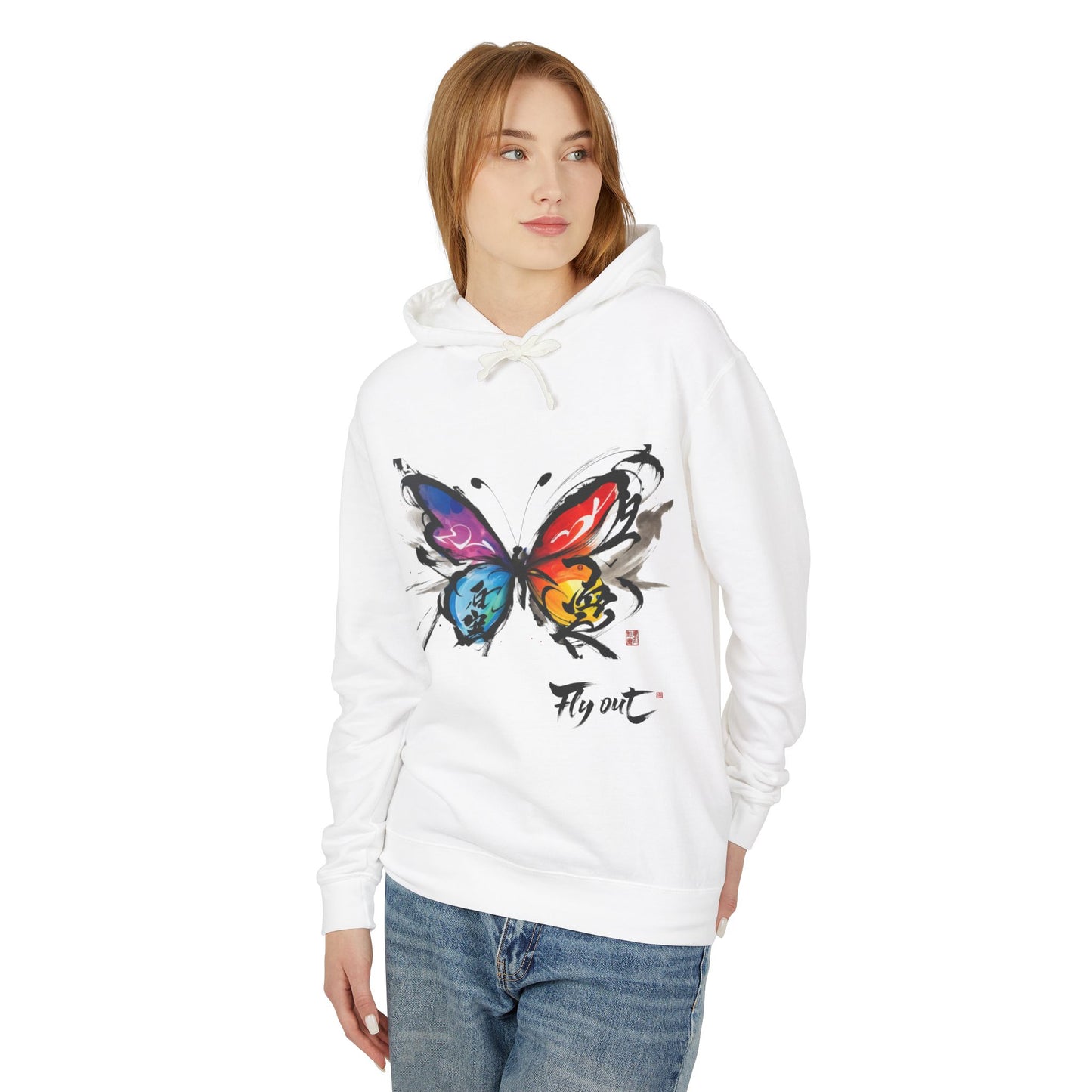 Unisex Lightweight Hooded Sweatshirt graffiti butterfly Fly out