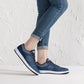 Low-Top Leather Sneakers - Blue Navy/Grey