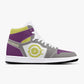 High-Top Leather Sneakers Grrey-Yellow-Purple