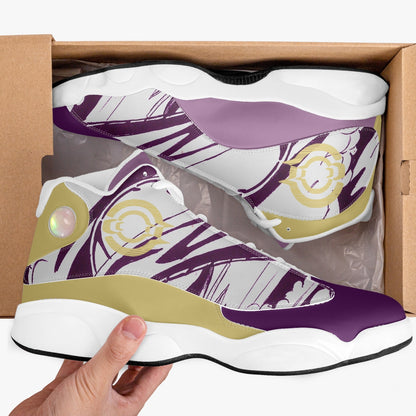 Leather Basketball Sneakers - Purple/Yellow