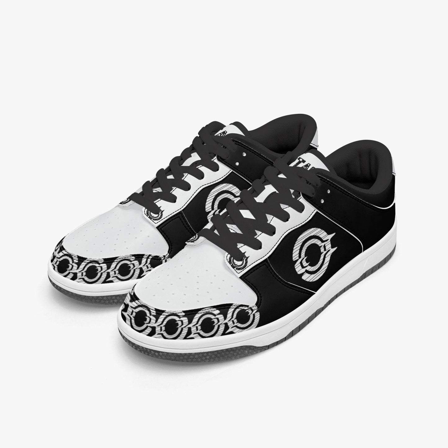 Dunk Stylish Low-Top Leather Sneakers Black and White logo