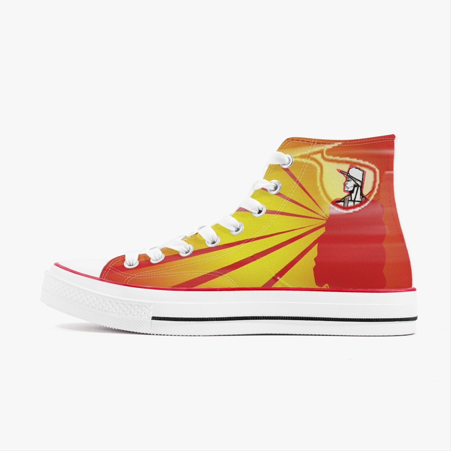 Sunset Red Canvas Shoes - White