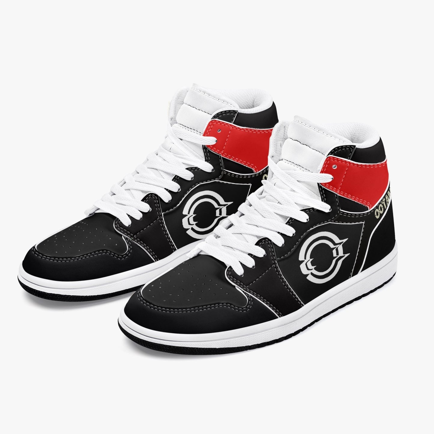 High-Top Leather Sneakers Black-Red