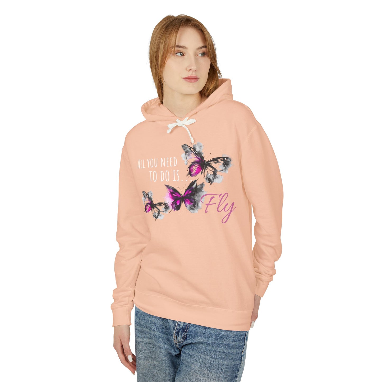 Fly Desing, Unisex Lightweight Hooded Sweatshirt, 100% ring-spun US cotton