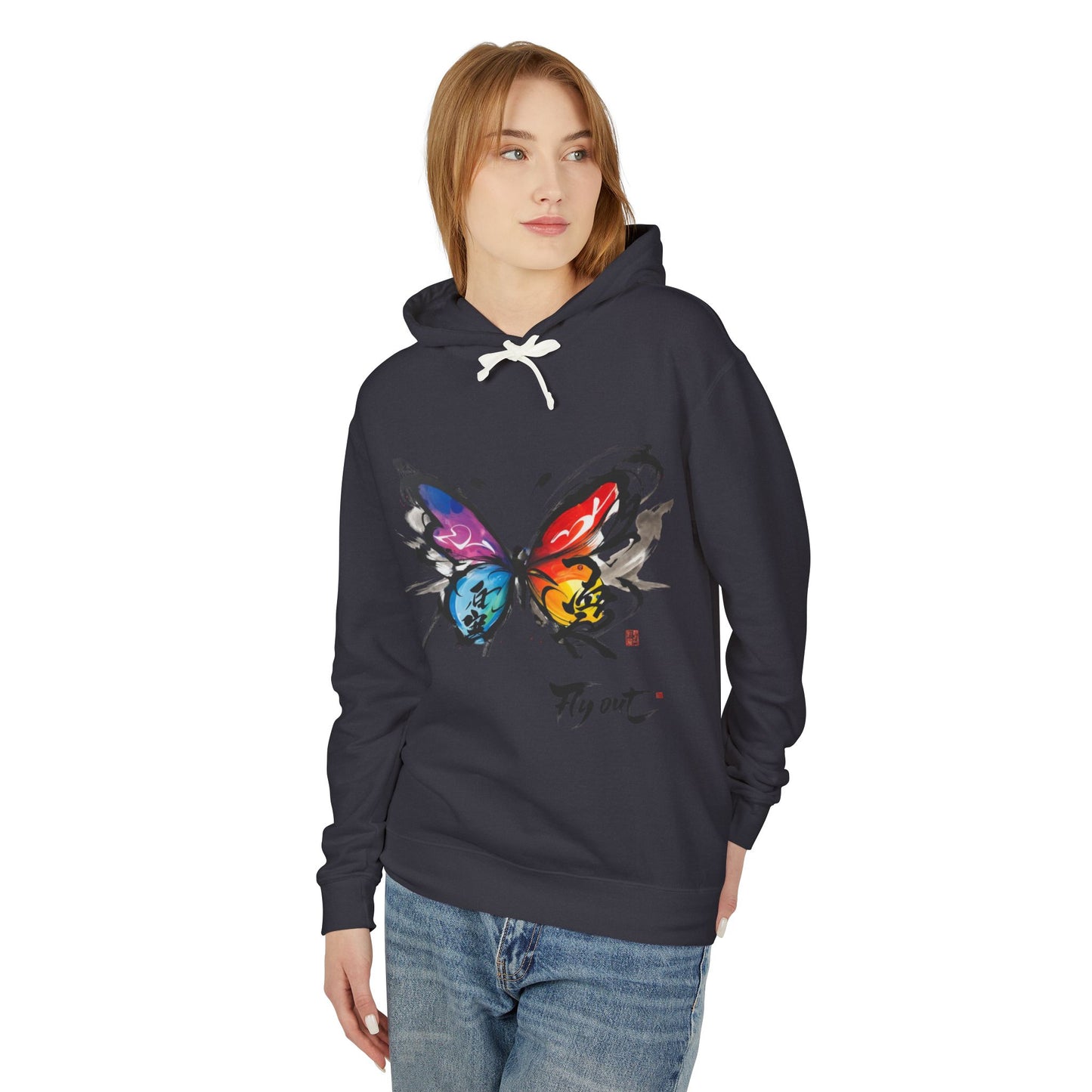 Unisex Lightweight Hooded Sweatshirt graffiti butterfly Fly out