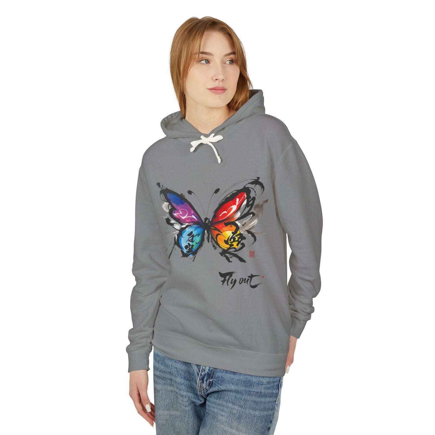 Unisex Lightweight Hooded Sweatshirt graffiti butterfly Fly out