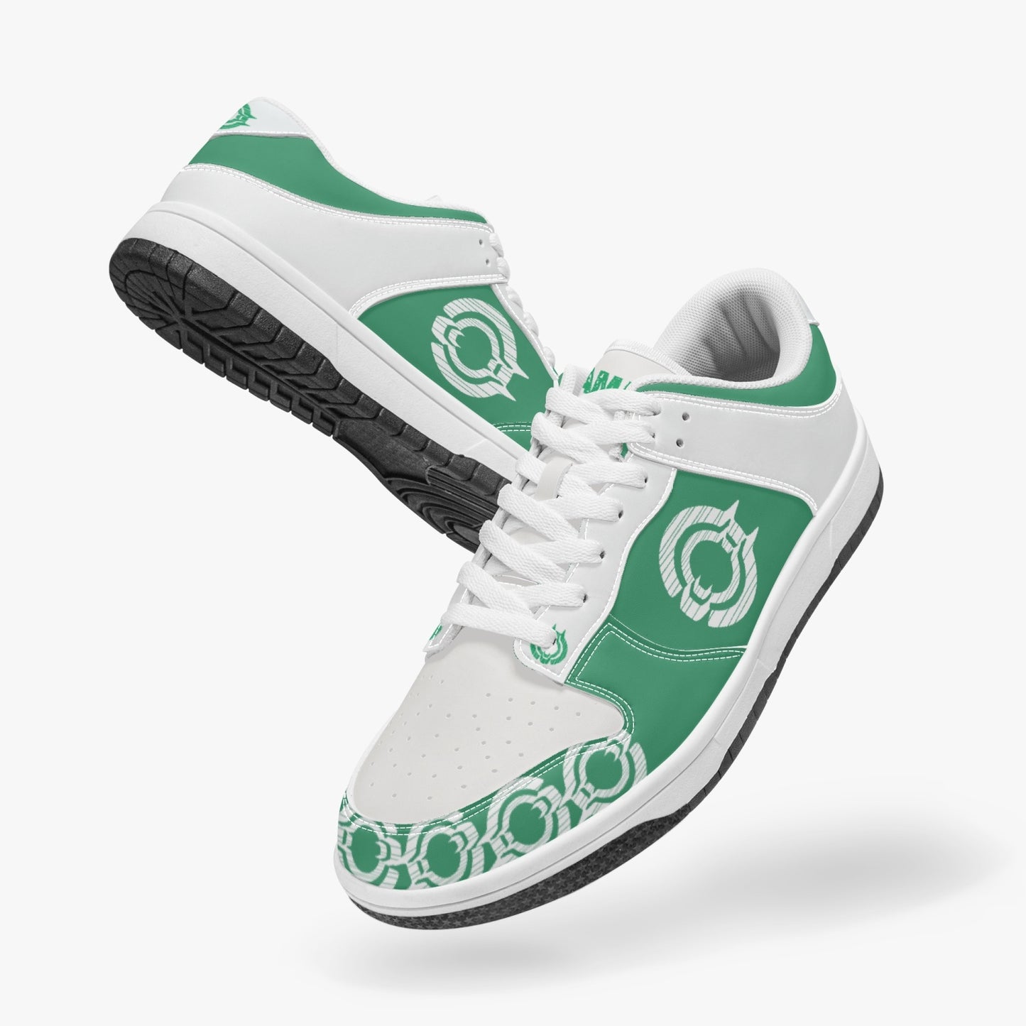 Dunk Stylish Low-Top Leather Sneakers Green-White logo