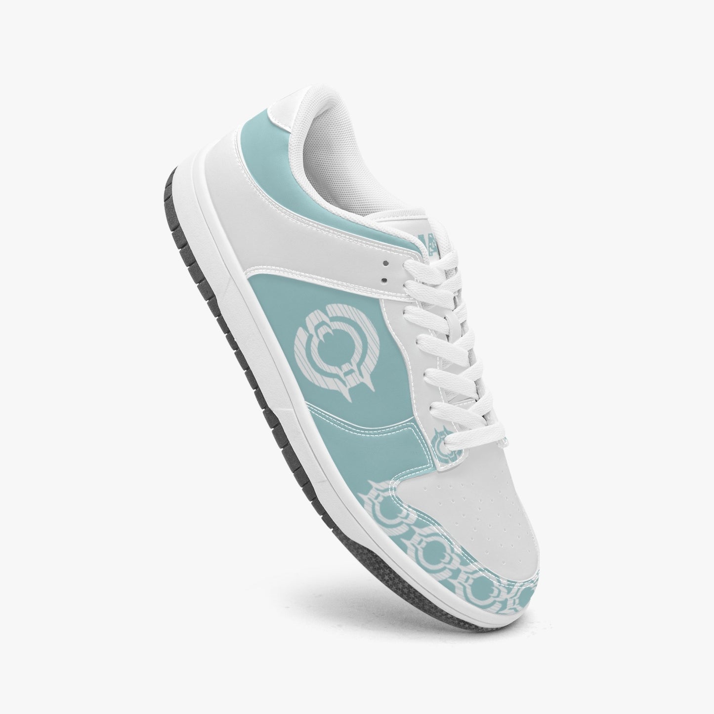 Dunk Stylish Low-Top Leather Sneakers LighBlue-White logo