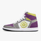 High-Top Leather Sneakers Grrey-Yellow-Purple