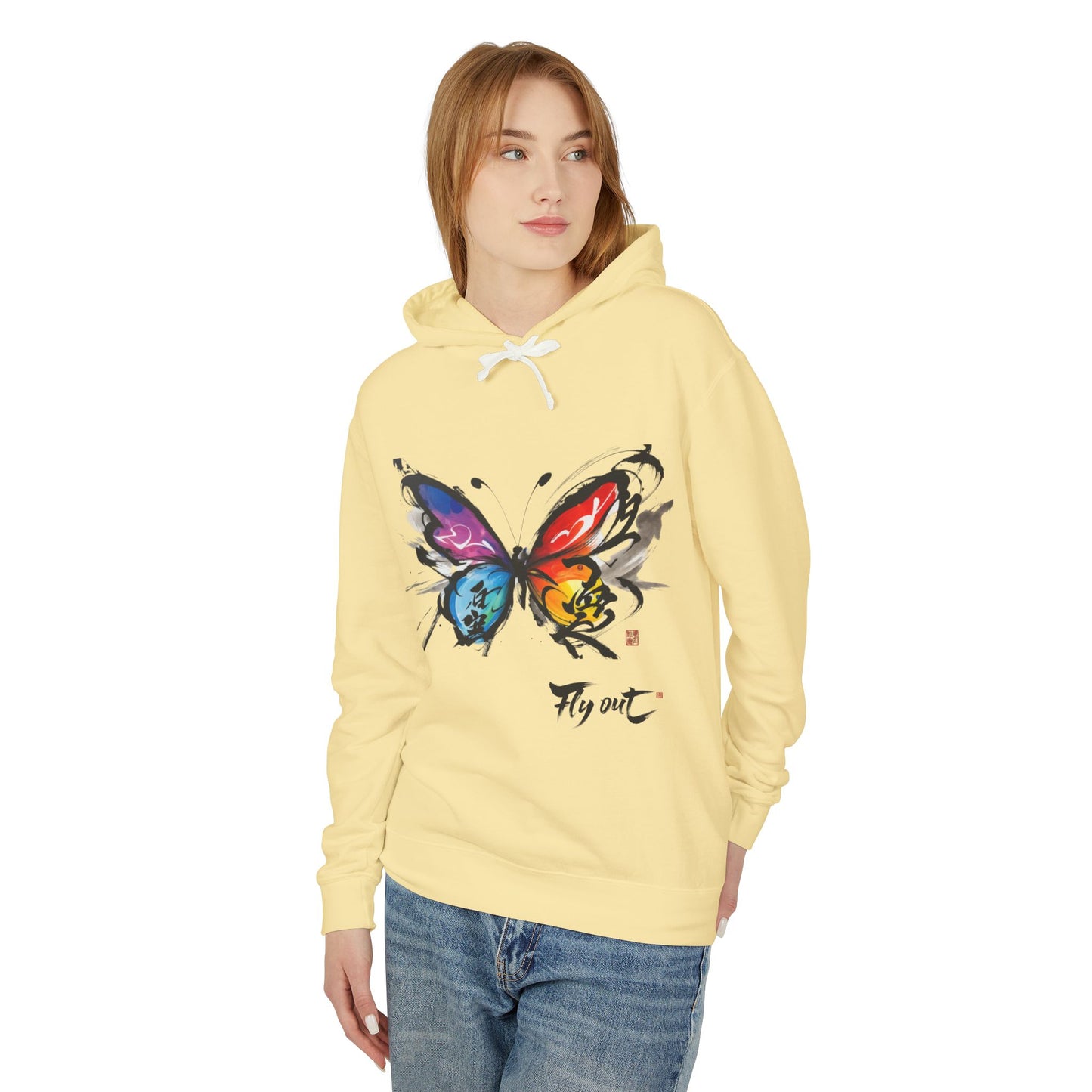 Unisex Lightweight Hooded Sweatshirt graffiti butterfly Fly out