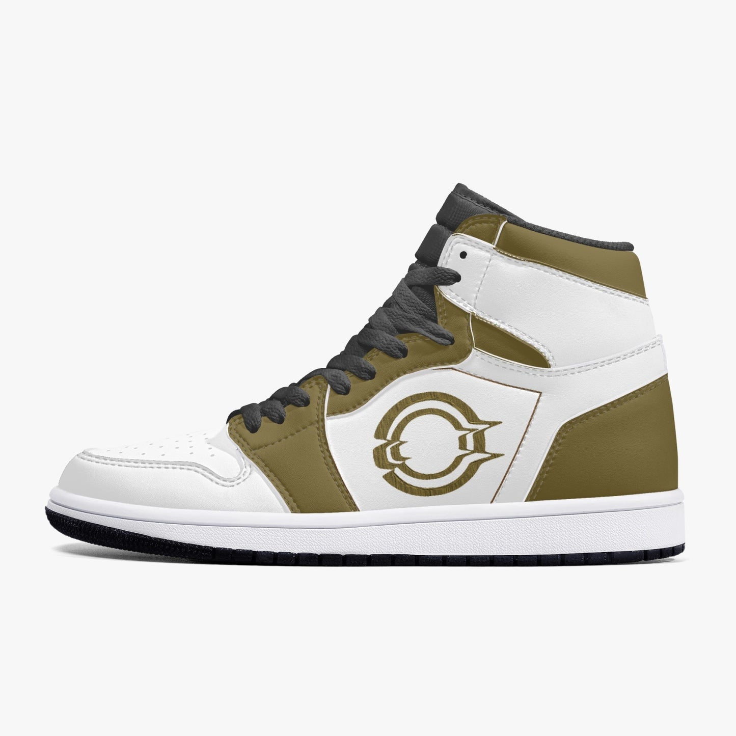 High-Top Leather Sneakers Brown&White