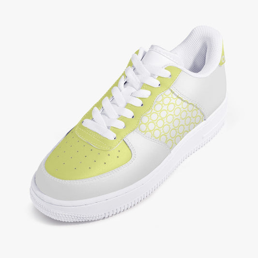 Low-Top Leather Sports Sneakers Yellow